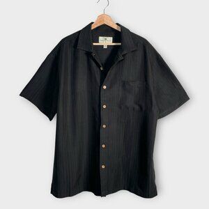 Island Shores Shirt Mens XL Black Rayon Blend Resortwear